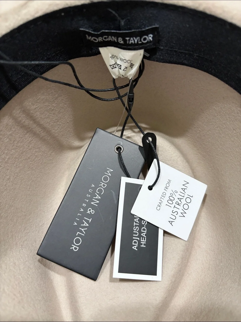 Morgan & Taylor Blush Cream Wool Fedora with Grosgrain Band NWT